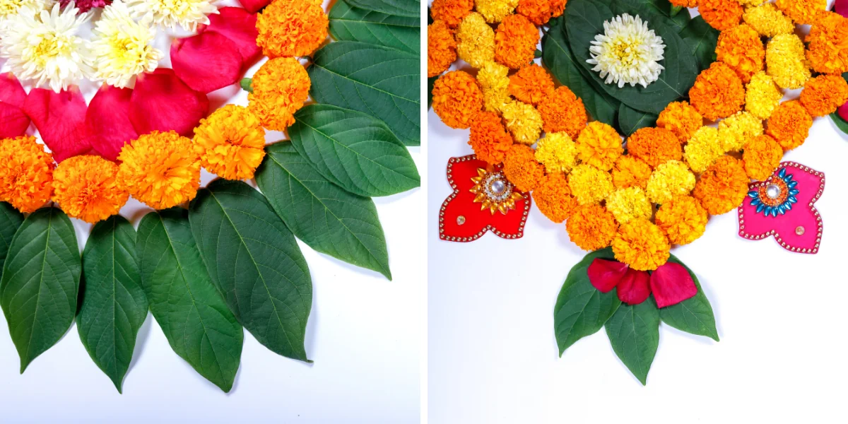 Flower Rangoli Corner Design