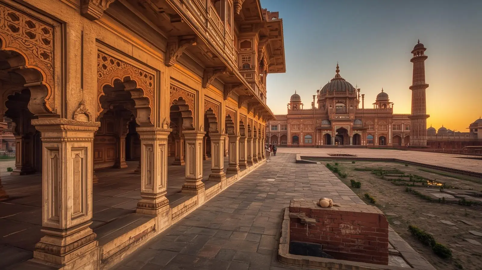 Historic Agra Fort courtyard