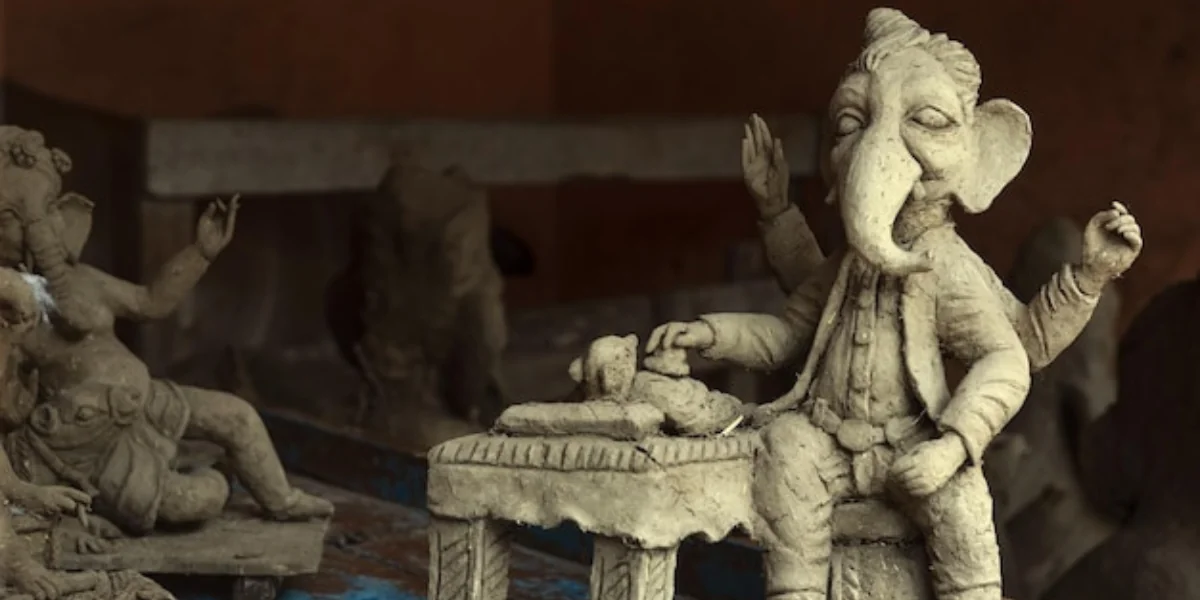 Lord Ganesha clay idol sculpture