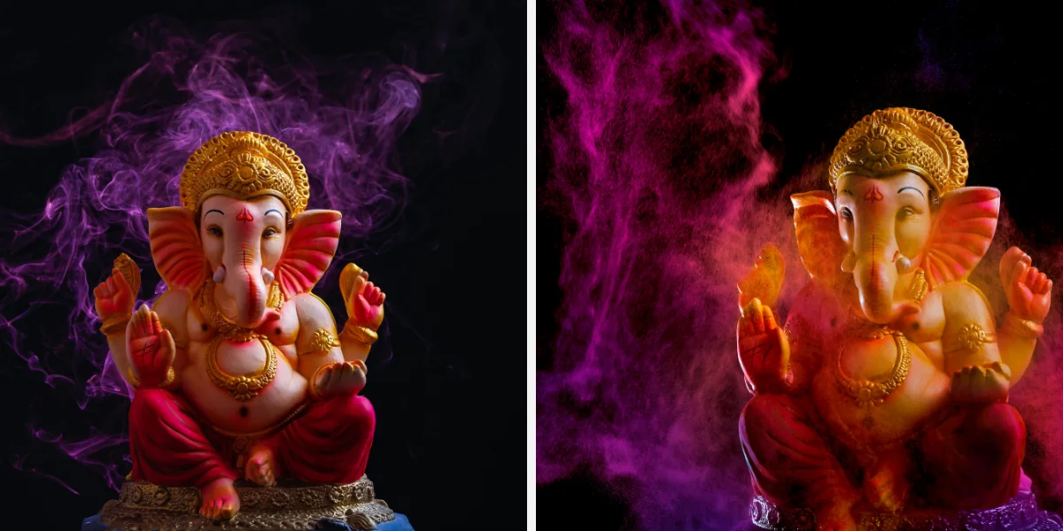 Lord Ganesha colorful idol art