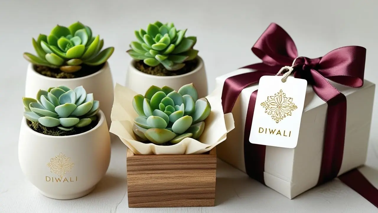 Mini indoor plants in festive