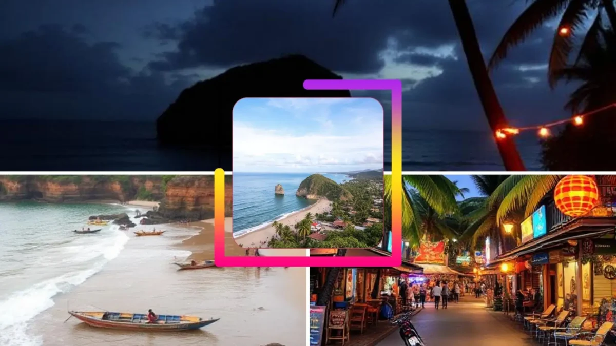 Beach travel collage view