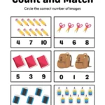 Blue Simple School Illustration Counting Images Mathematics Worksheet