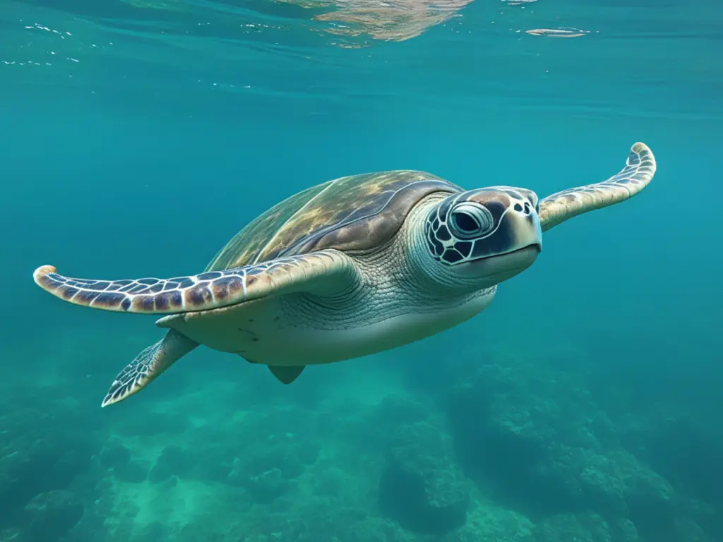 Sea turtle swimming underwater