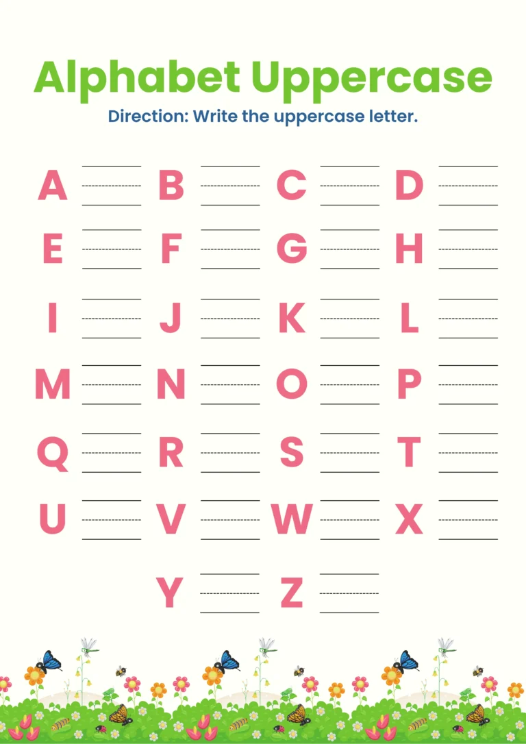 Writing Worksheet: Fill Missing Uppercase Letters