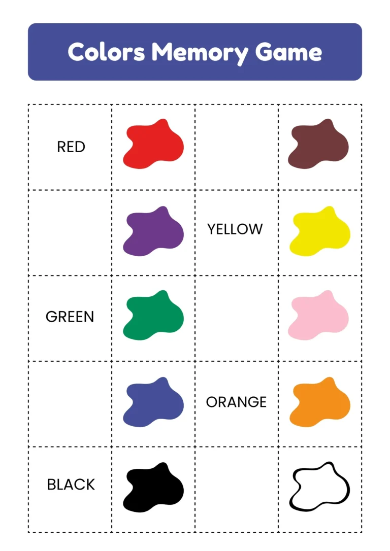 Colors Worksheet: Colors Memory Game
