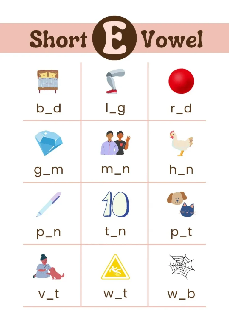 Fill In The Missing “E” Vowels Worksheet​ : Complete The Word