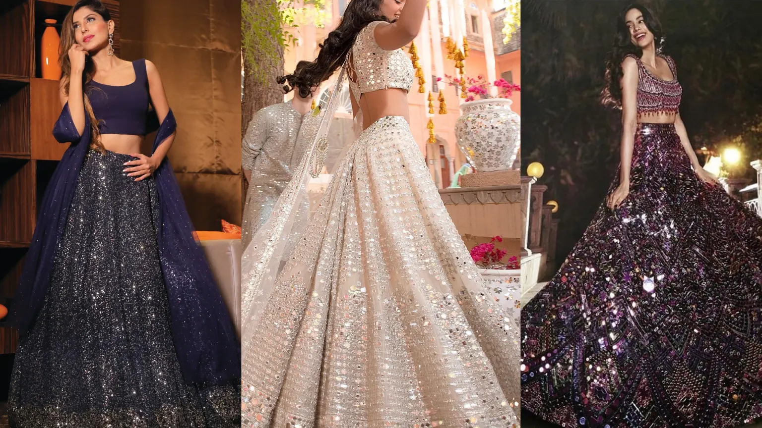glittering lehenga or saree look
