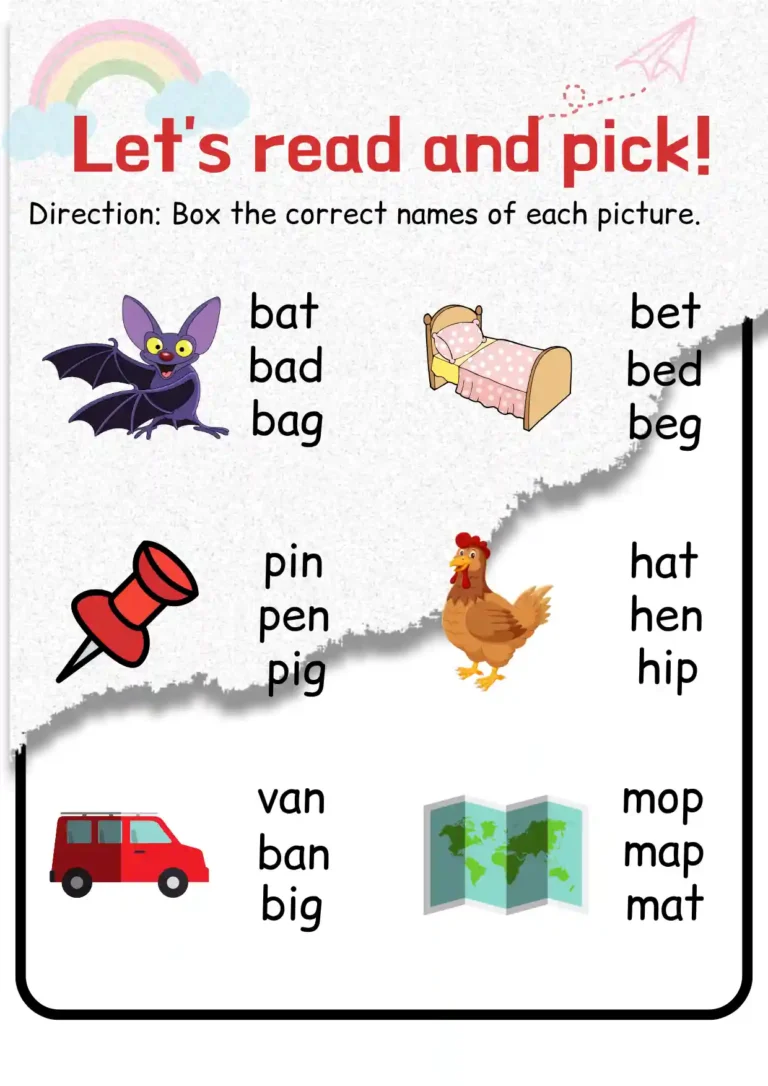 Black and White Illustrative CVC Worksheet