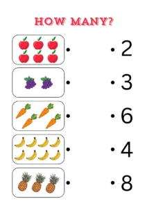 Colorful Count and Match Worksheet