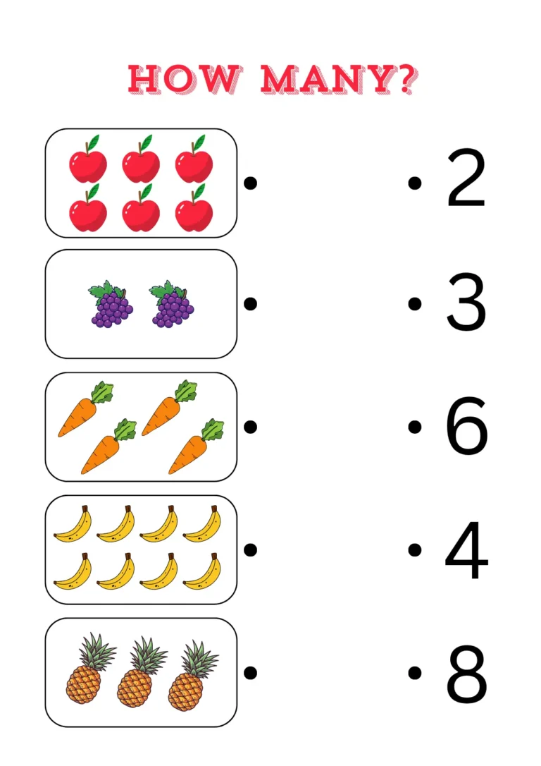 Colorful Count and Match Worksheet