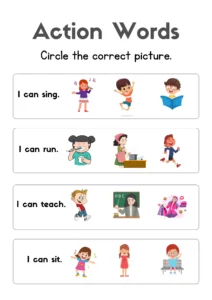 Colorful Illustrative Action Words English