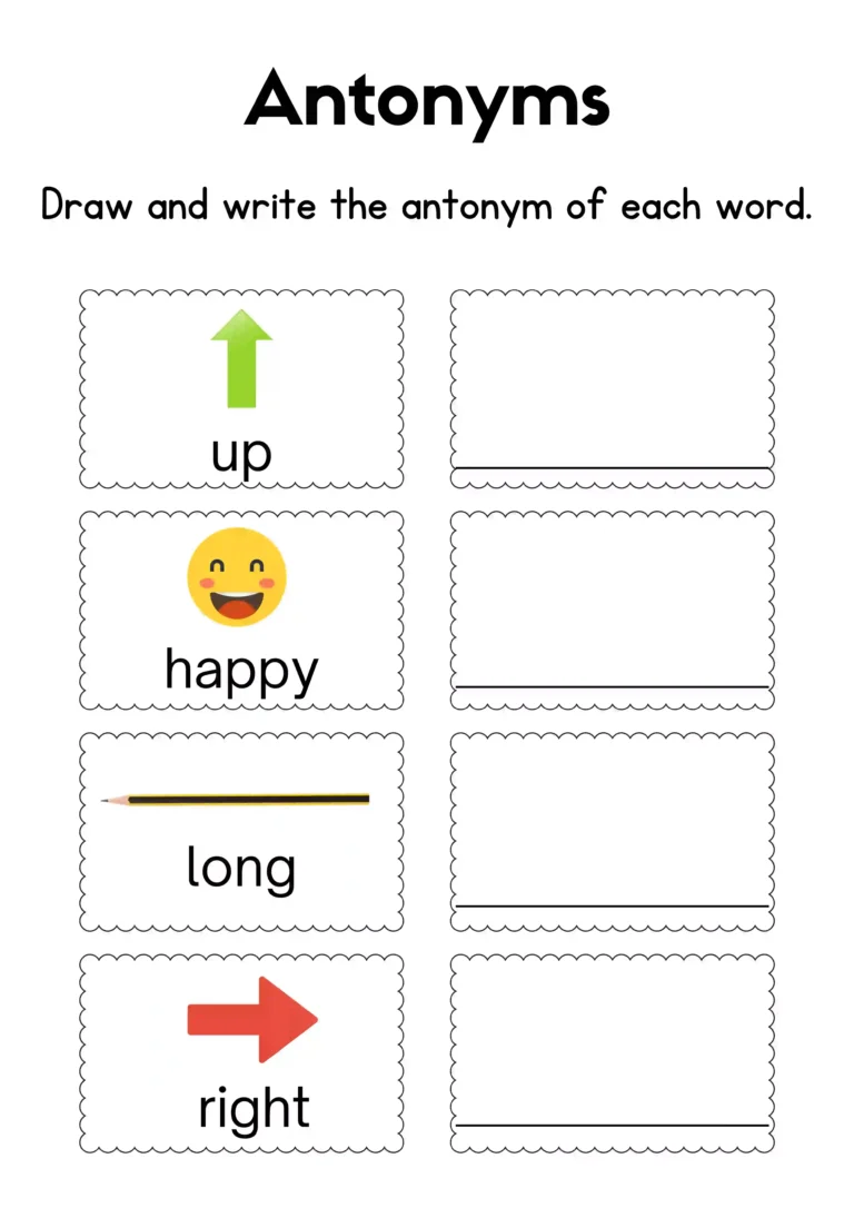 Colorful Illustrative Antonyms English