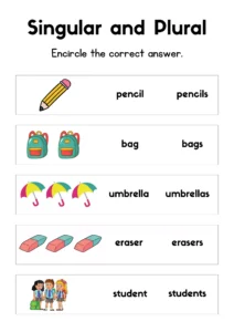 Colorful Illustrative Singular and Plural English