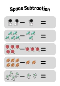 Colorful Outer Space Back to School Printable Math Space Addition Worksheet