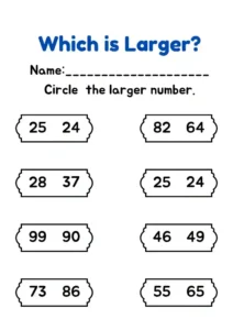Comparing Numbers Black Simple Mathematics Worksheets