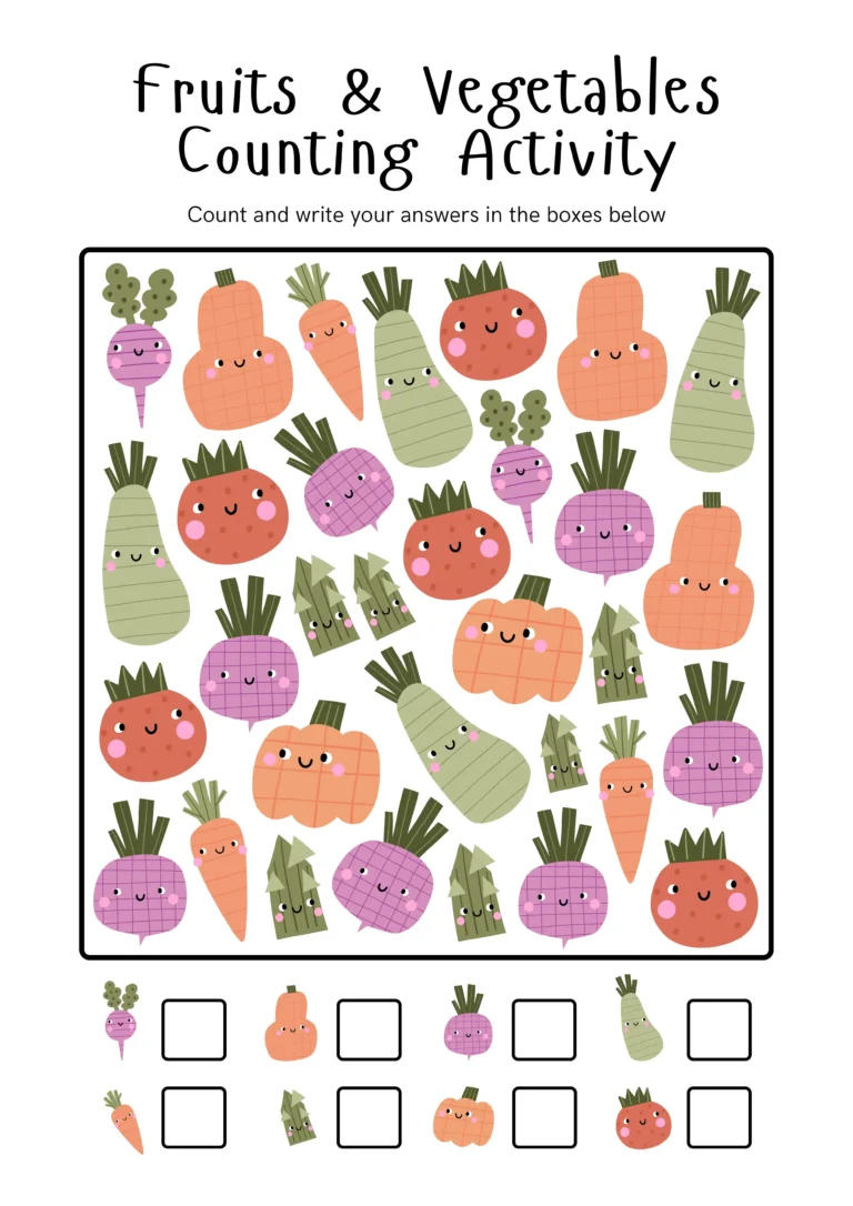 Count Fruits And Vegetables And Fill In The Circle