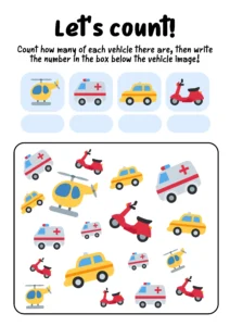 Counting Worksheet_ Count Vehicle And Give Numbers