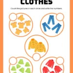 Counting the Clothes Math Worksheet in Orange Yellow Cute Style