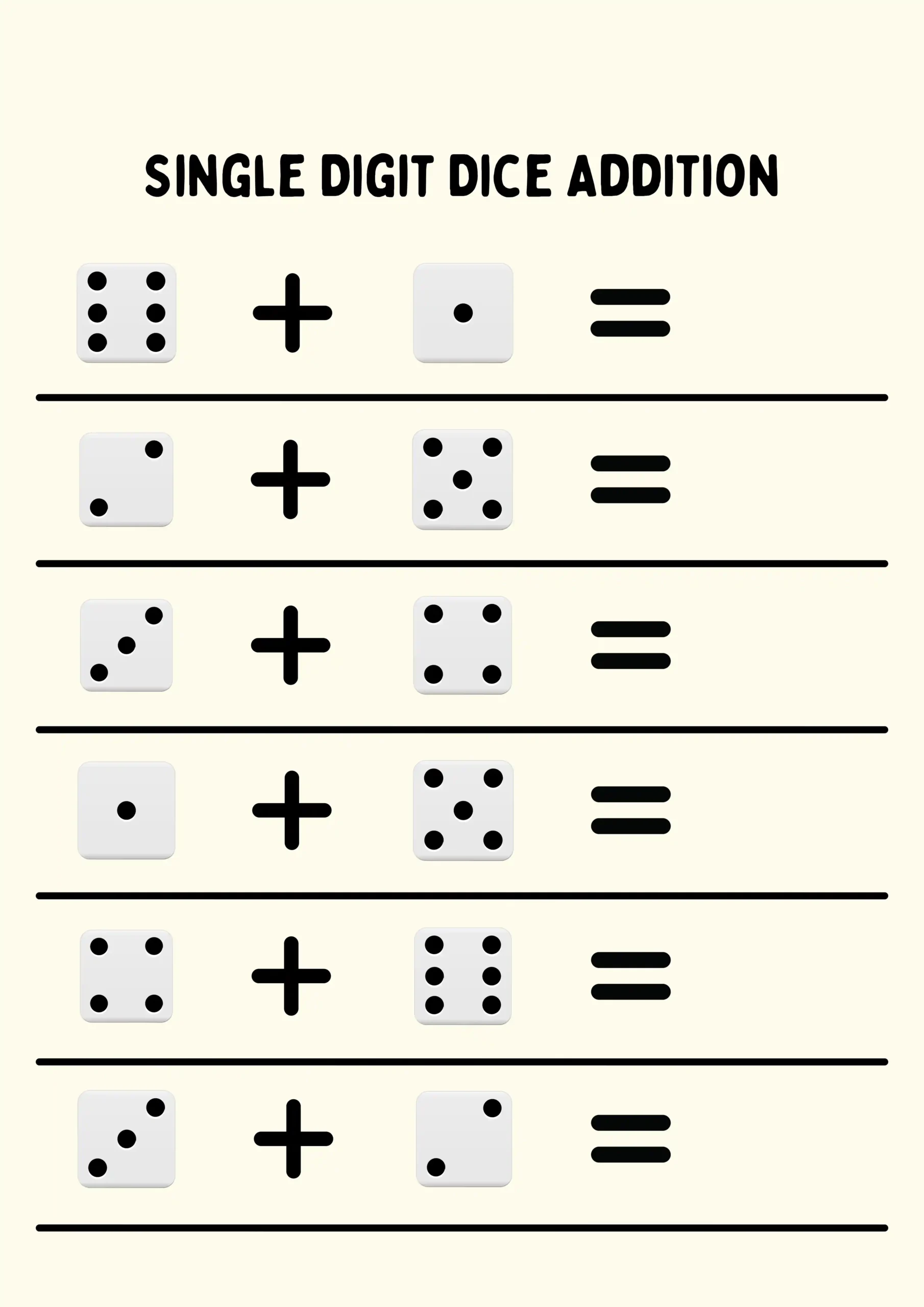 Dice Digit Addition Add Given Dice Digits