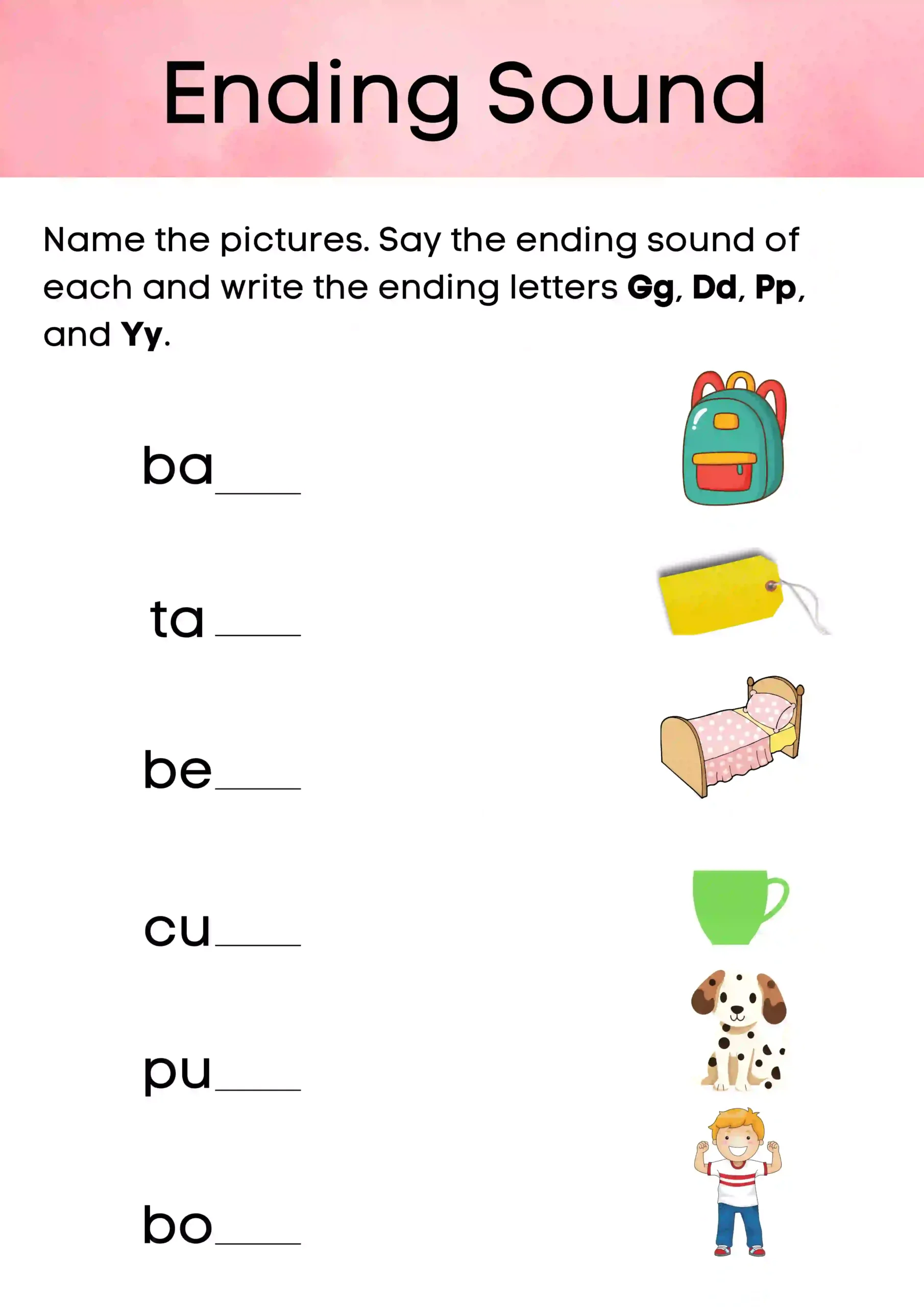 Ending Sound Final Sound Illustrative English