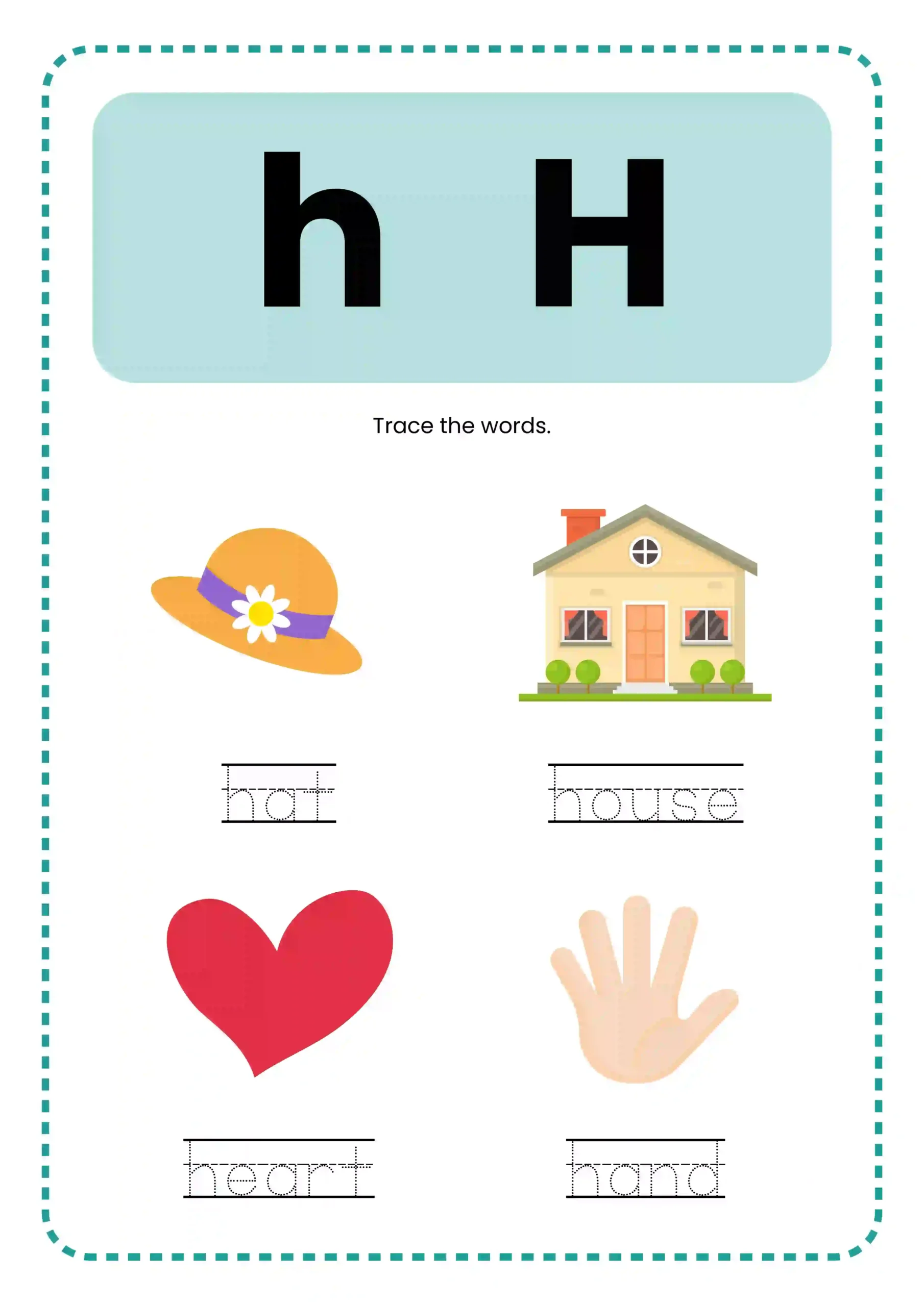 English Alphabet Worksheets in Green Illustrated Style