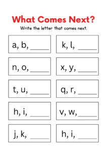 Fill In The Missing Lowercase Letters