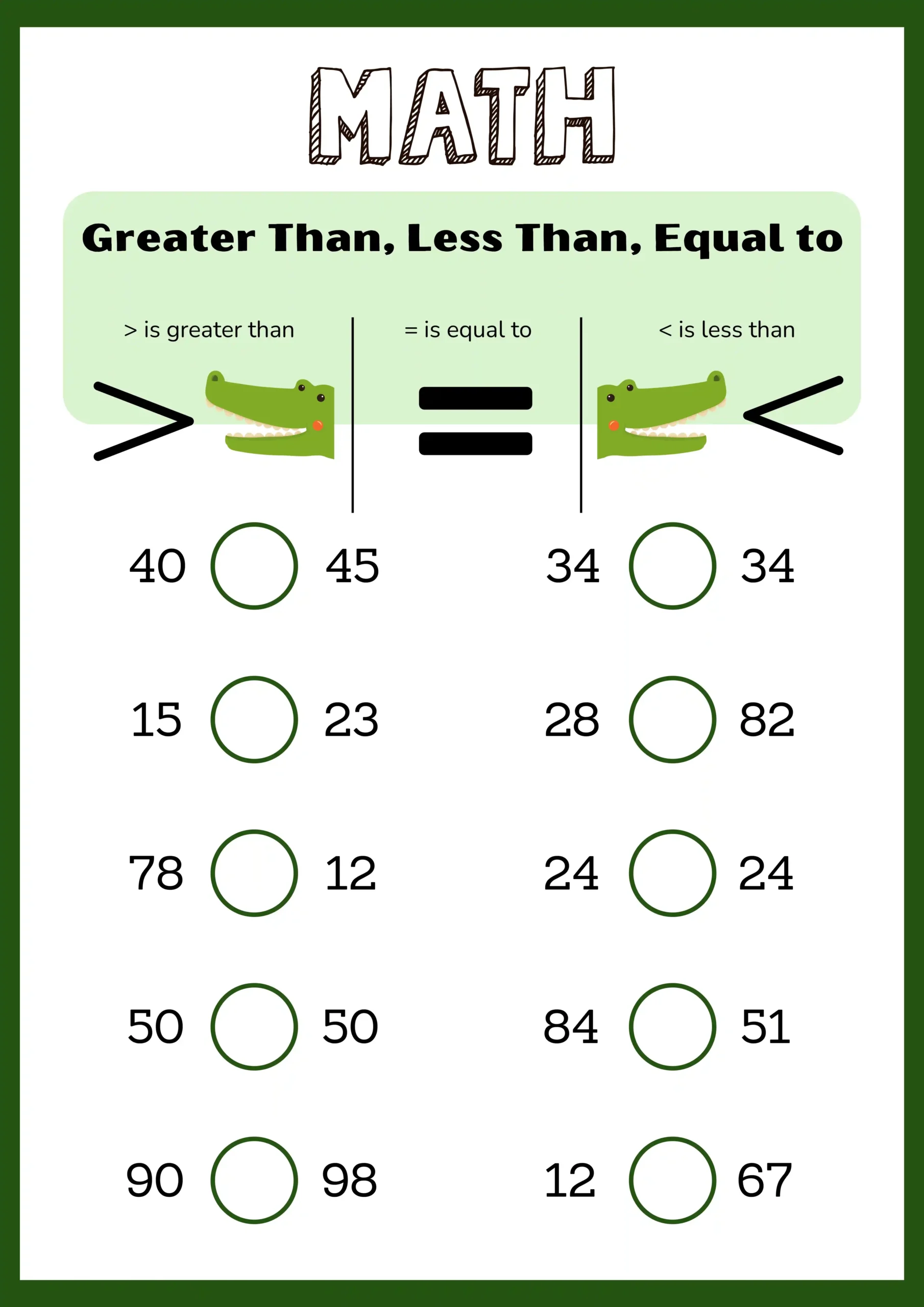 Fill The Circle With Correct Sign