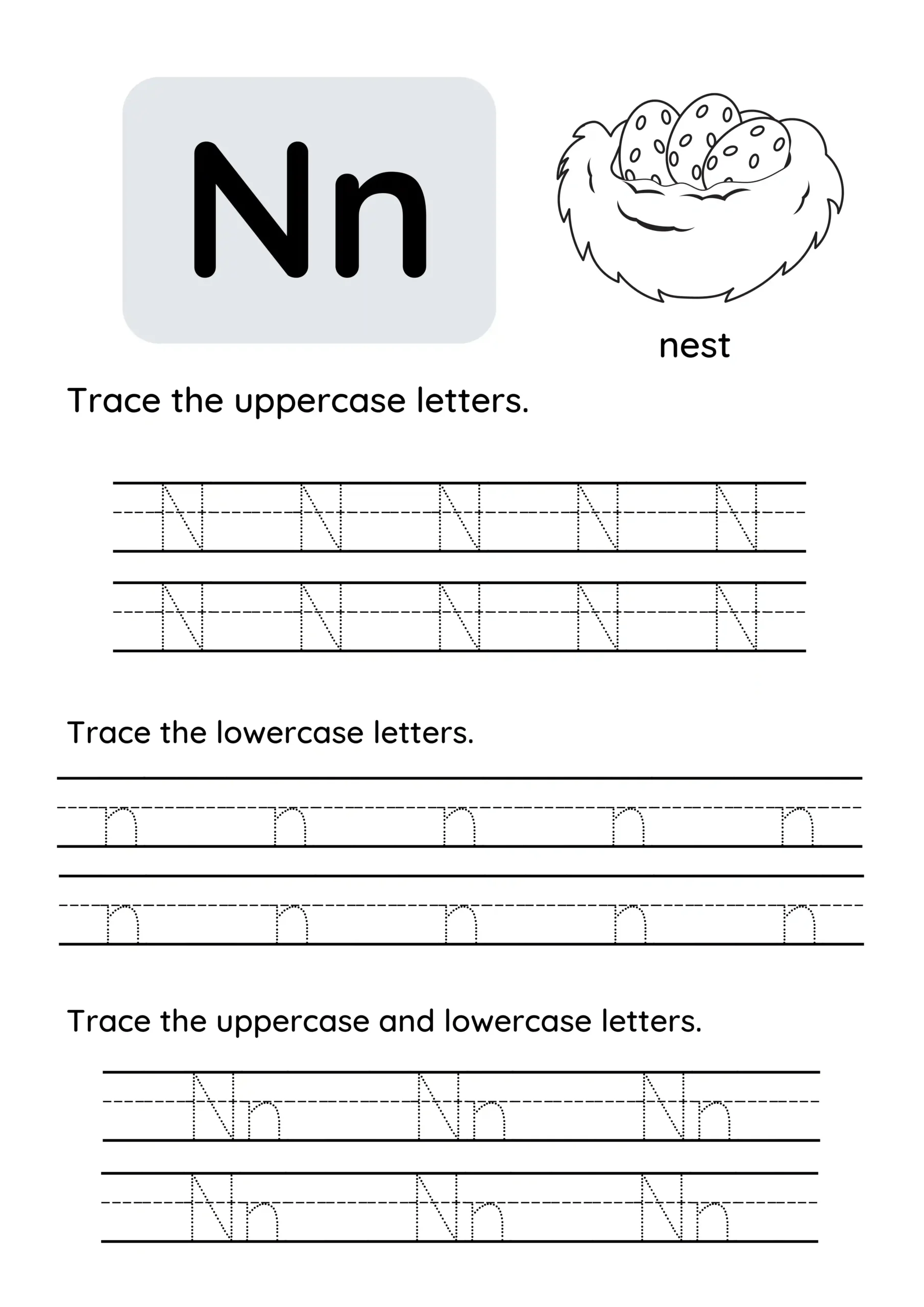 Letter Tracing_ Trace The Letter N