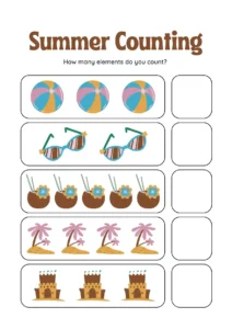 Maths Worksheet Count The Items And Write The Correct Number