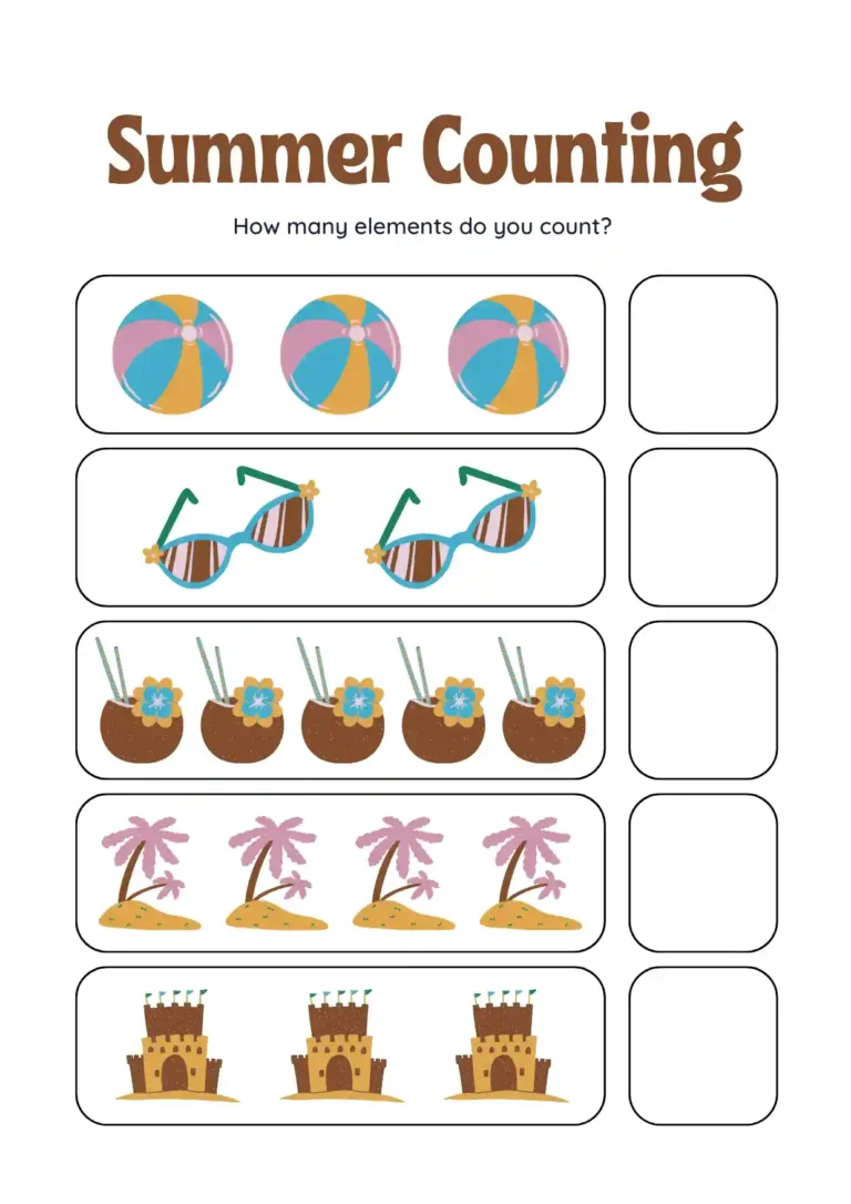 Maths Worksheet Count The Items And Write The Correct Number