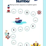 Missing Number Worksheet Blue and Red Educational Style