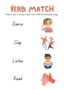 Pastel Cartoon Verb Match English