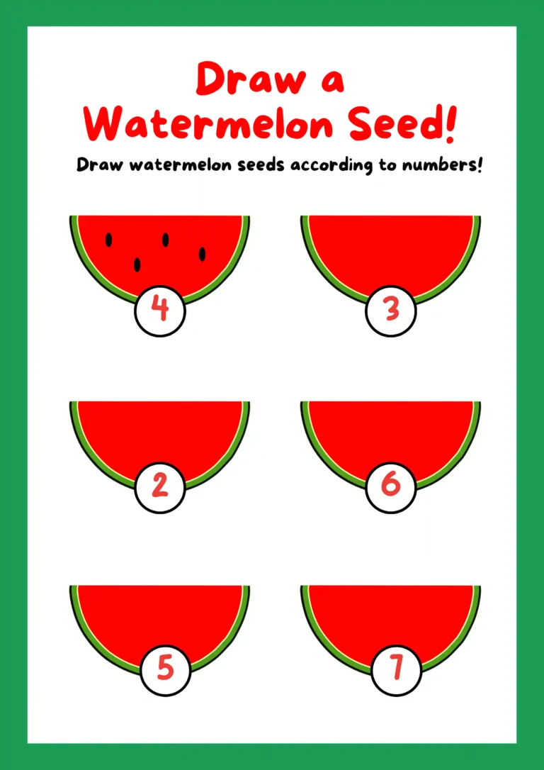 Red and Green Playful Watermelon Seed Counting