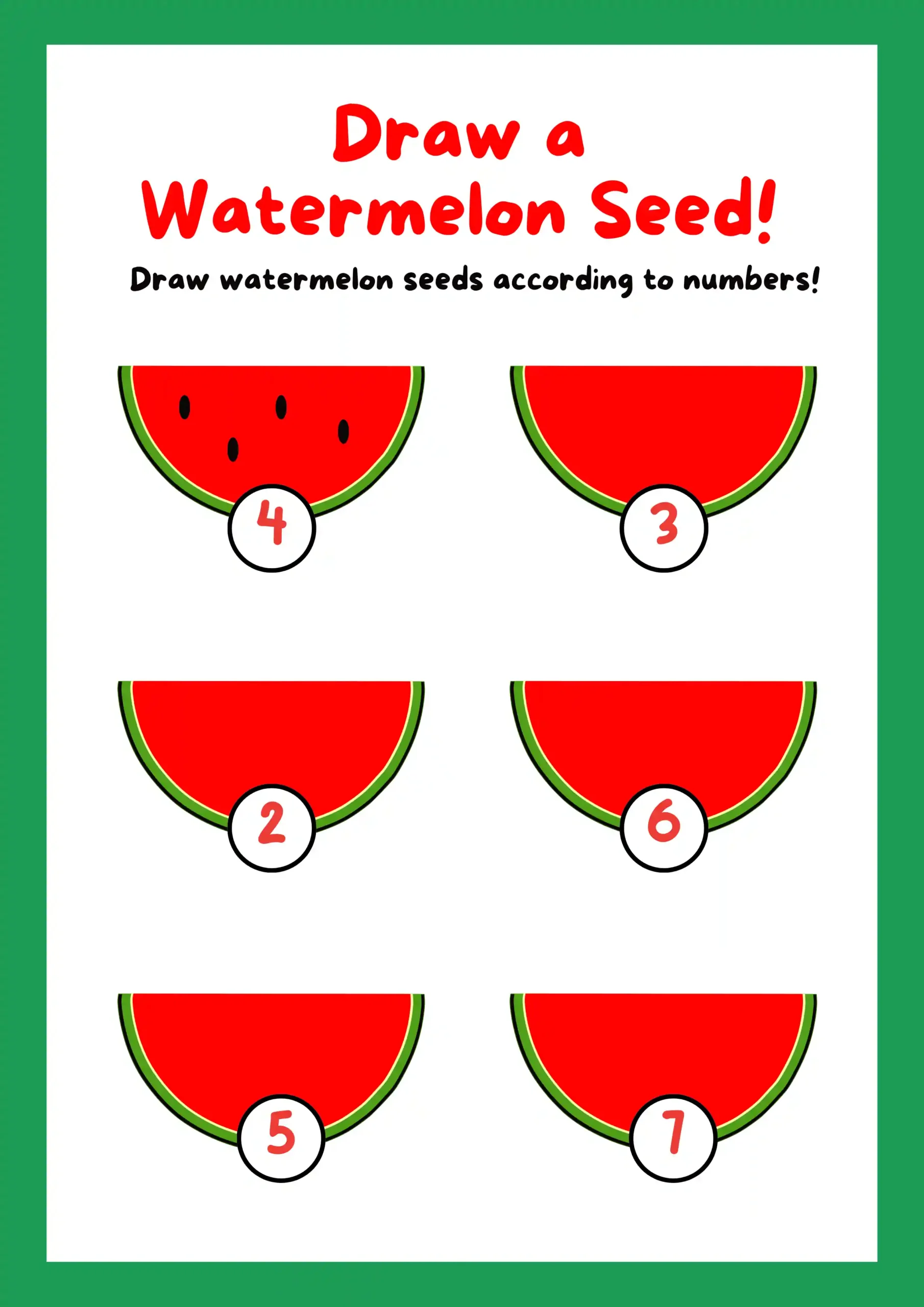 Red and Green Playful Watermelon Seed Counting
